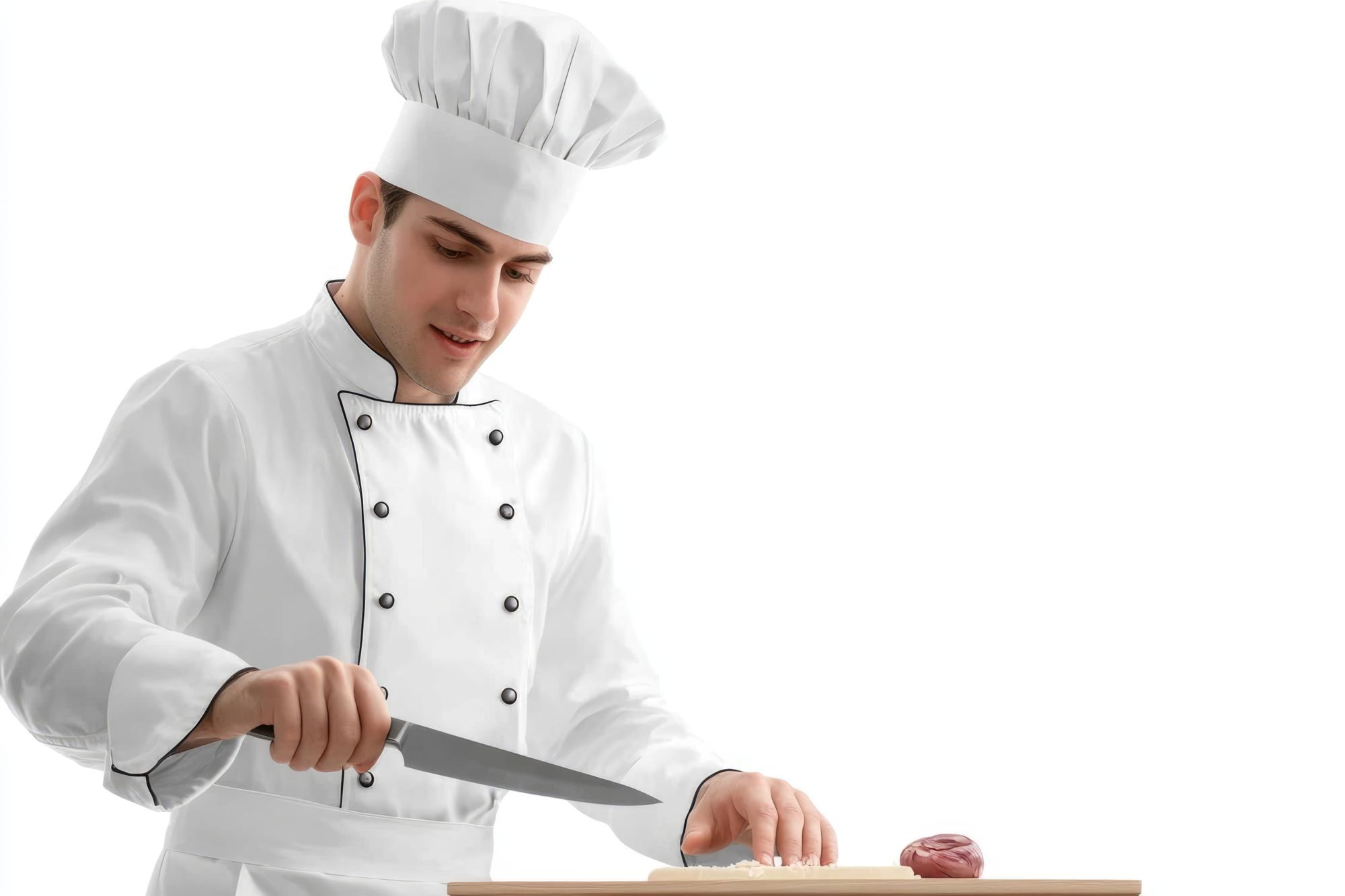 Chef che dimostra una tecnica di taglio moderno